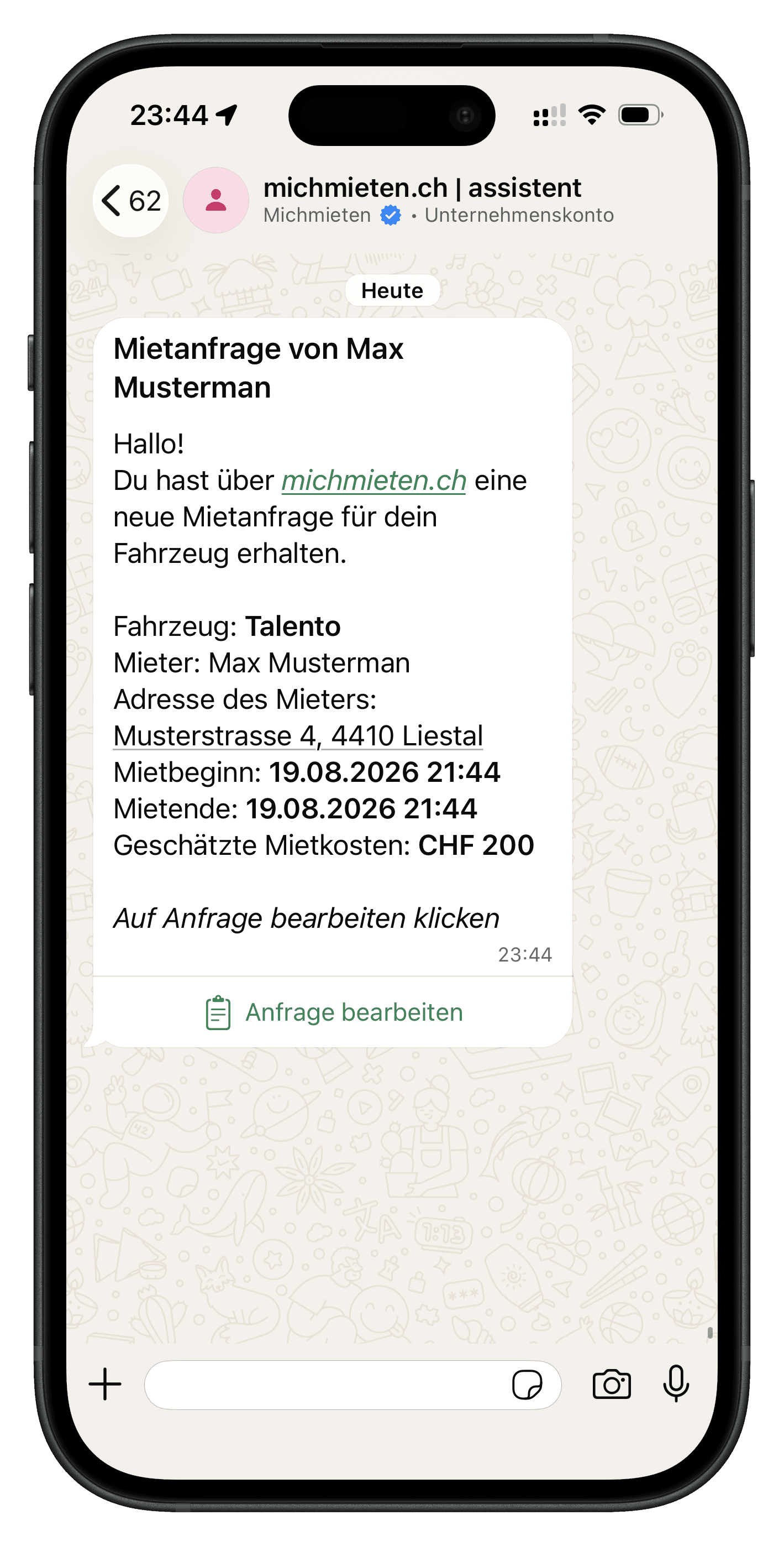 1. Mietanfrage